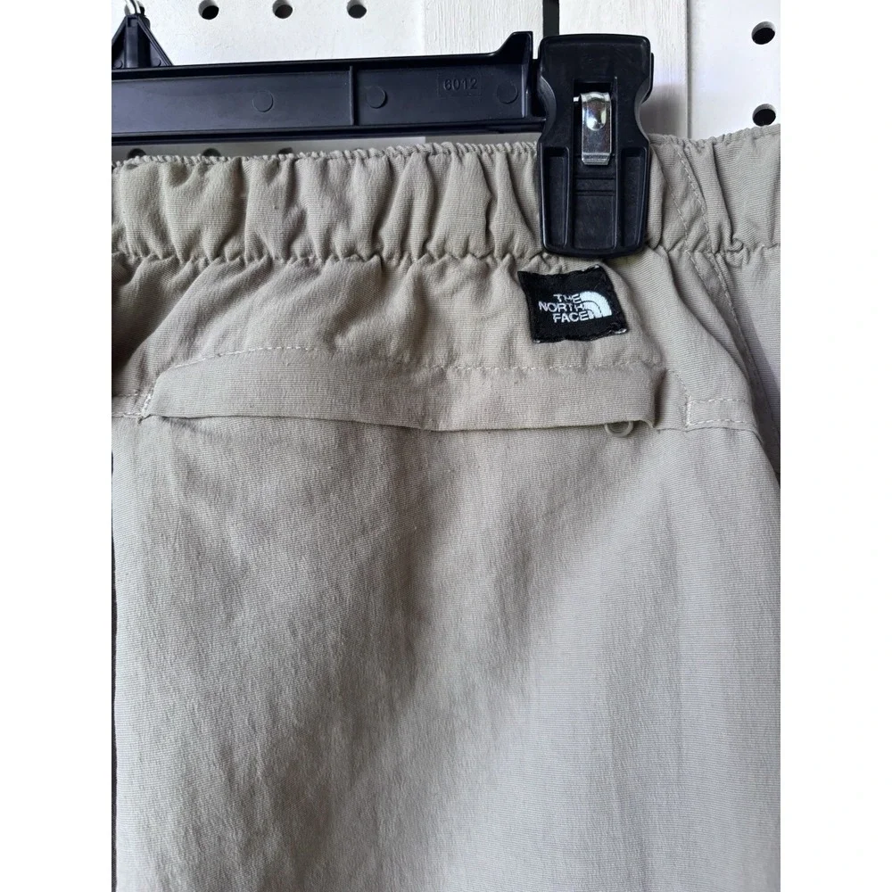 The North Face Men's Lg Beige Nylon Belted Elastic Waist Hiking Pants Zip Ankles